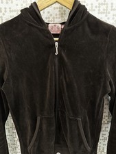 Y2k Juicy Couture Dark Brown Velour J Zip Up Hoodie Track Jacket