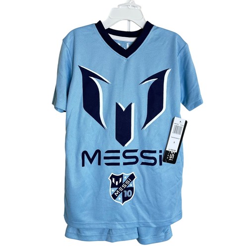 Messi Collection Kids Soccer Jersey and Shorts Set Air Blue Size 5 NWT Sporty - Picture 1 of 8