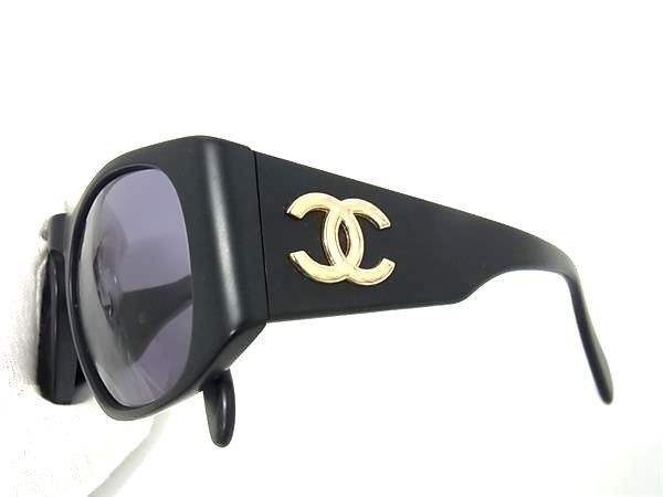 CHANEL Coco Mark Sunglasses 01451 90405 Black Plastic Unisex Gold