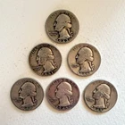 6 Washington Quarters  1941 - 51   Silver Coins, Circulated