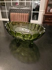 vintage carnival green glass footed bowl harvest grapes large oval fruit bowl