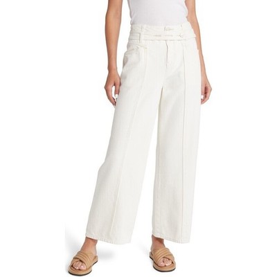 CLOSED Women's X-Press Belted High Waist Wide Leg Jeans In Cream Size 25