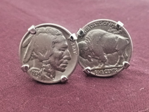 Indian Head Coin 1934 Cufflinks Sterling Silver - Silver Nickle Fine Jewelry