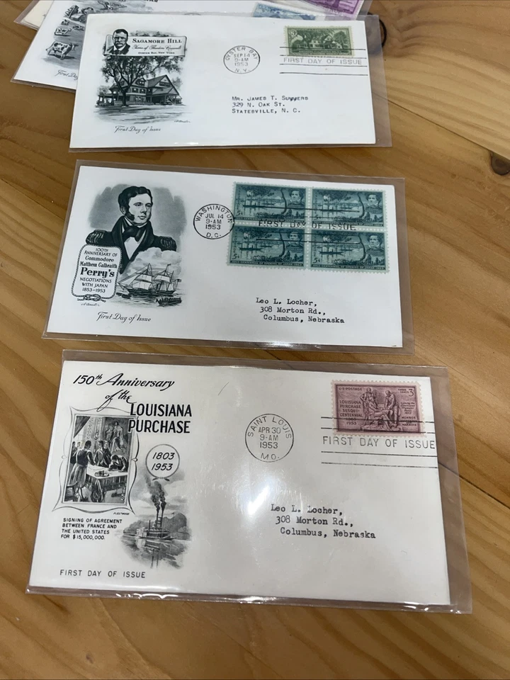 Lot Of 11 US Stamps FDC #1017, 18, 19, 20, 21, 23, 24, 25, 25, 26, 1027 3c 1953 - Image 4 of 4