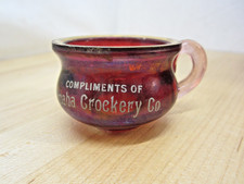 Omaha Crockery Co. Publicidad Rubí Vidrio Taza Souvenir Soporte para fósforos Gres Anuncio