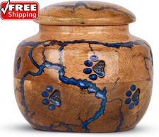 Wood Pet Urns for Dog/Cat Ashes - Small 10 Cu/In Resin Decorative Urn for Ashes