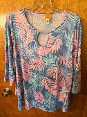 Womens 3x Ruby Road Top - Pink, Blue EUC