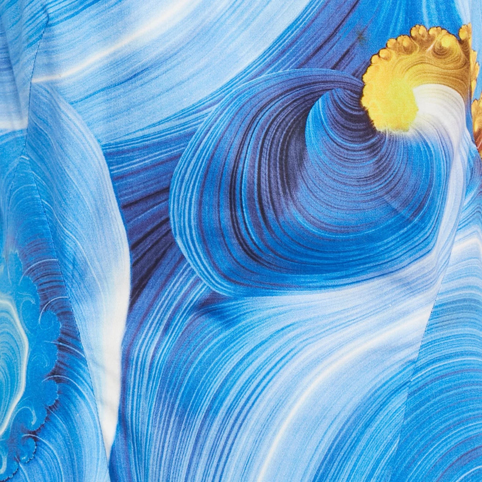 Abito corto smanicato cotone stampa astratta blu collezione Versace L