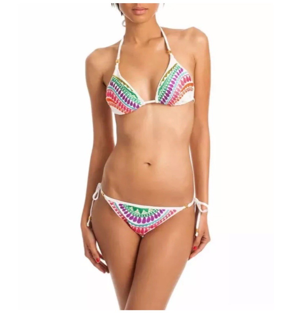 NWT Trina Turk Baja Embroidery Sz 8 Slider Top & Sz 10 Side Tie Bottom