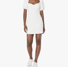 ASTR The Label Women’s M White Puff Sleeve Sweetheart Cotton Mini Dress