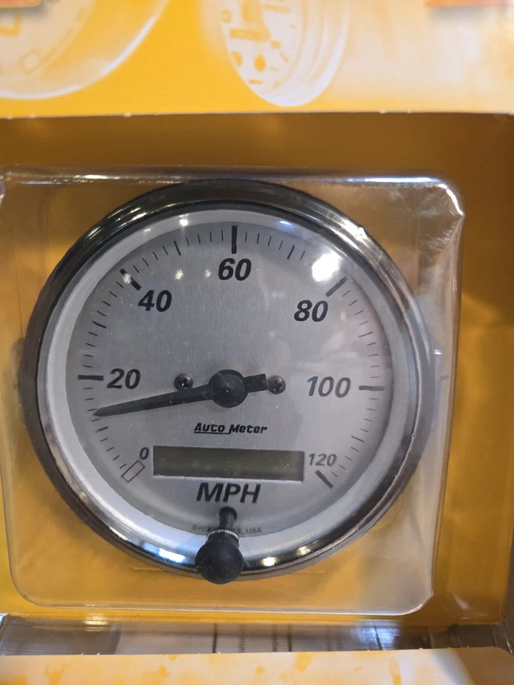 VINTAGE AUTO METER ANALOG TACH MPH WITH BOX UNTESTED # 1988 NOS Box Damage - Image 2 of 4