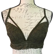 Victoria  s Secret VS Pink Green Lace Pullover Bralette Size Medium