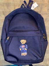 Polo Ralph Lauren Newport Navy Kids Canvas Backpack Polo Bear Embroidered Zip
