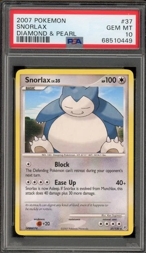 Pokemon Snorlax Diamond & Pearl Rare #37 PSA 10 Gem Mint