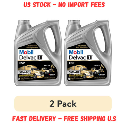 2 pack Mobil Delvac 1 ESP Heavy Duty Full Synthetic Diesel Engine Oil 5W-40