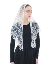 Triangle Catholic Church Veils Floral Lace Scarf Mass Mantilla Chapel Veil