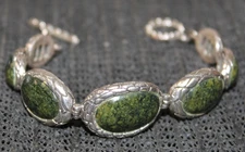 Vtg Studio Barse Sterling Silver & Dinosaur Bone Bracelet - Toggle Clasp  7 5/8"