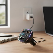 Bluetooth FM Transmitter 40W Fast Charging USB-C Car Adapter