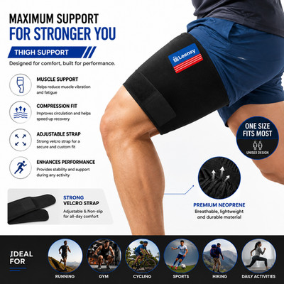 OBERSCHENKELUNTERSTÜTZUNG Sport Zahnspange Kompression Ärmel Arthritis Läufer Kniebeugen Fitnessstudio Wrap