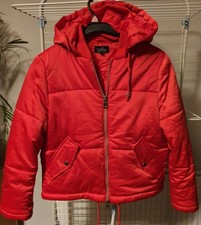Topshop red hooded puffer jacket Size 8 Petite Range