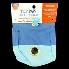 Top Paw Treat Training Pouch Bag Blue Draw String Belt Clip Waste Bag Dispenser
