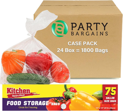 #ad 1 Gallon Size Food Storage Bags with Twist Ties 225 Bags 3 Boxes of 75 Bags New $134.89