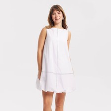 A New Day Women's Casual Sleeveless Bubble Hem Mini Dress - White