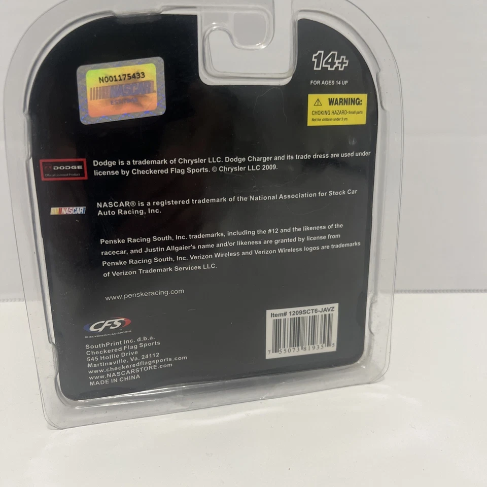 CFS #12 Justin Allgaier Black/Red Verizon Wireless Penske Dodge Charger 1/64 - Image 4 of 4