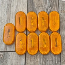 Vintage Grote 9020 2"x4" Oval Amber Marker Light w/4670 Base No Bulbs Lot of 9