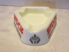 Vintage Ashtray Stock Italy Vermouth Liqueurs Brandy Milk Glass 4.5"W 1960's