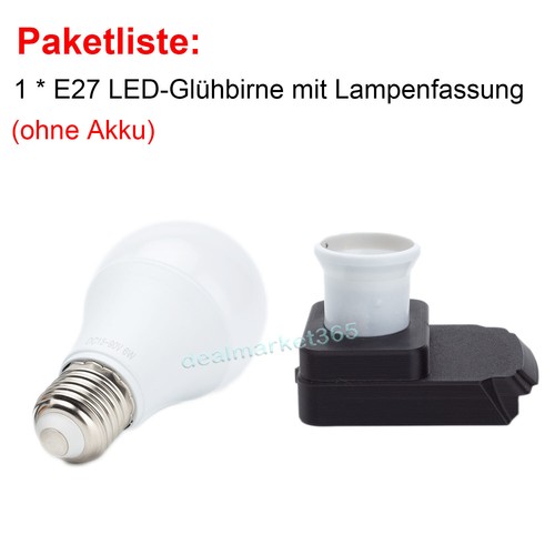 Für BOSCH 18V GBA Akku LED Arbeitsleuchte E27 Glühbirne Handlampe Flutlicht NEU - Bild 6 von 11