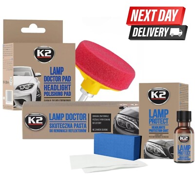 K2 LAMPENDOKTORPASTE + POLIERPAD + LAMPENSCHUTZ / SCHEINWERFER RESTAURIERUNGSSET
