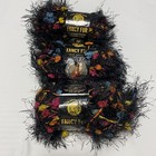 Lion Brand Fancy Fur Eyelash Yarn Sunrise Black w/ Colorful Bursts Lot 3 Skeins