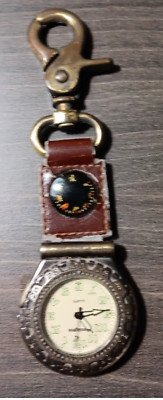 REMINGTON Quartz Pocket Watch W/BELT HOOK Thermometer 38-219