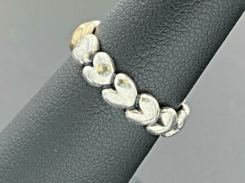 PANDORA STERLING SILVER 925 14K GOLD "MY ONE TRUE LOVE" HEARTS BAND RING 190898 - Picture 2 of 7