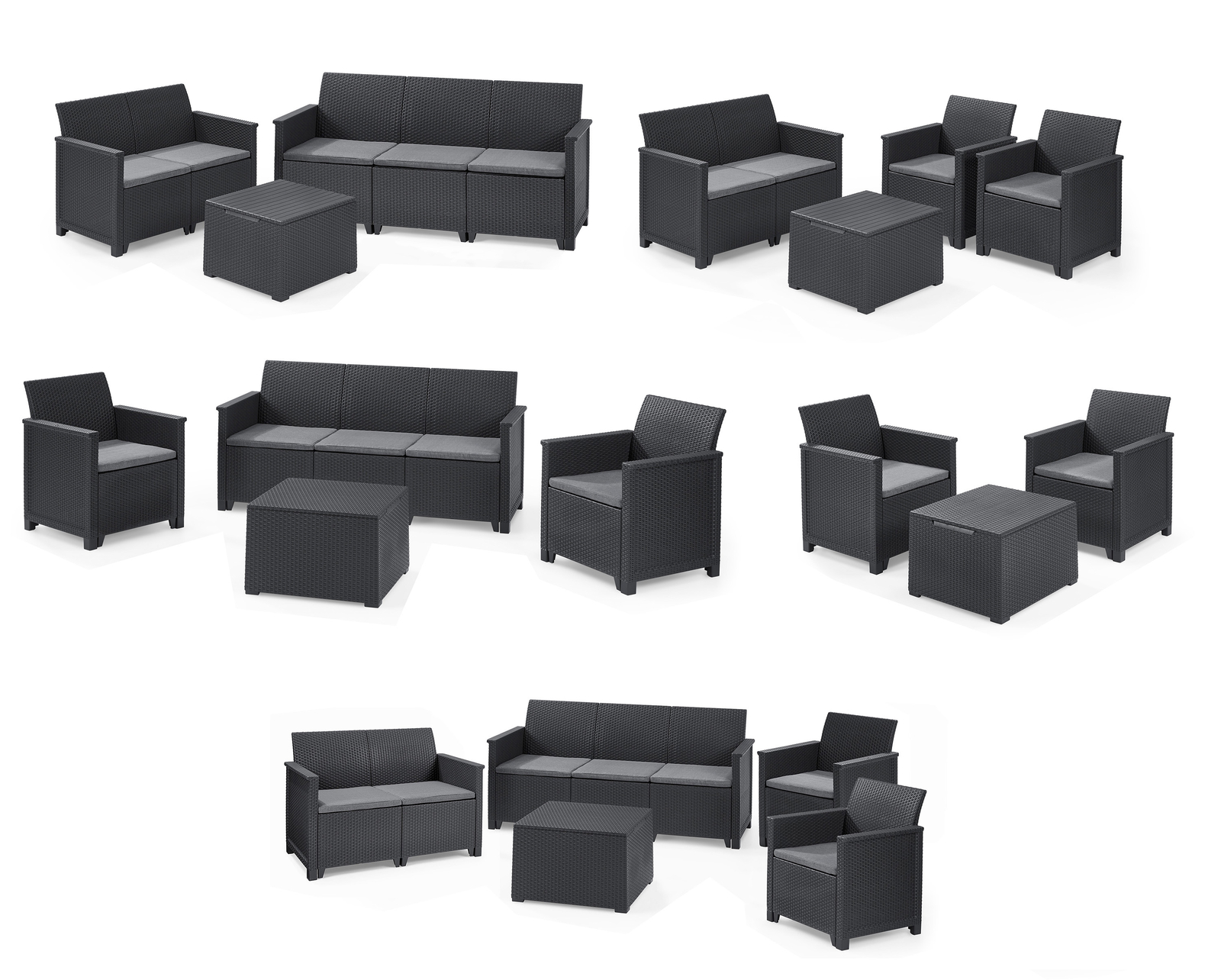 Lounge Sets Emma - Ausführung wählbar - Gartensitzgruppe Polyrattan Möbel Garten