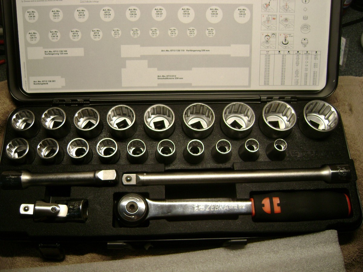 Wurth Zebra 1/2 Inch Multi Socket Wrench Assortment 23 Pieces