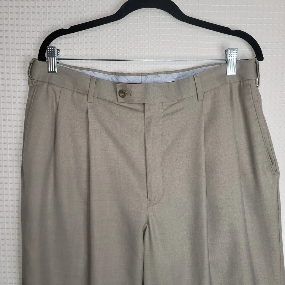 Pantalones de vestir Louis Raphael Rosso ROJOS para hombre 36x32 extensión oculta marrón claro Foto 2 de 4