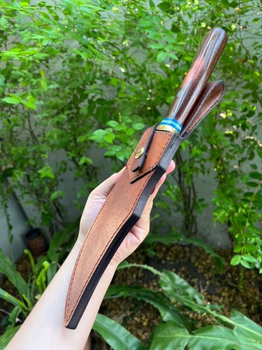 Coltello da caccia Bowie da campo personalizzato 7,6"" 4034 acciaio, manico in palissandro, guaina a L - Foto 19 di 19