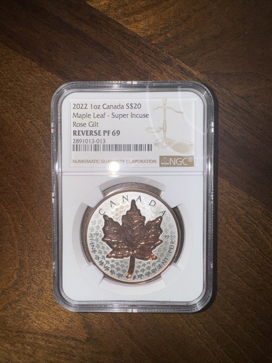 2022 $20 Canada Silver Maple Leaf Super Incuse Rose Gilt Rev