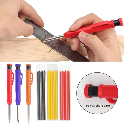 Carpenter Pencil Set Mechanical Pencil Leads Built-in Sharpener Refill Solid - Picture 2 of 18