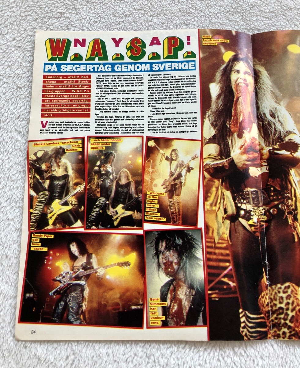 W.A.S.P. 1984 Blackie Clipping Poster Swedish Music magazine WASP