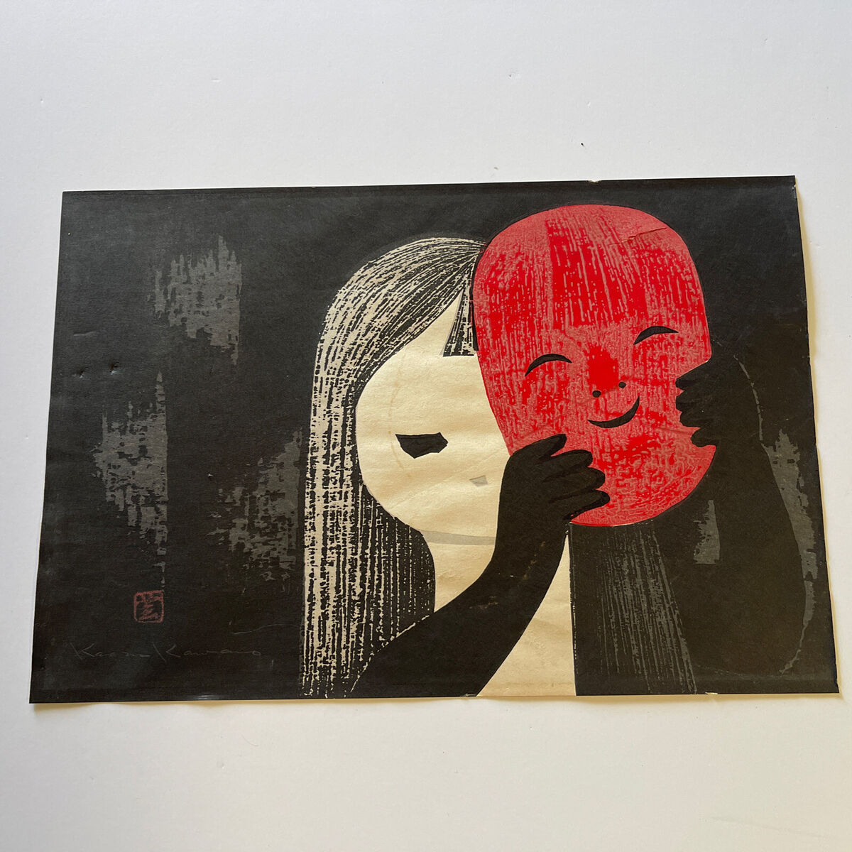 Japanese Woodblock Print VINTAGE ICONIC LISTED KAWANO KAORU Japanese Woodblock Print VINTAGE ICONIC LISTED KAWANO KAORU