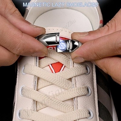 Elastic Magnetic Locking Shoelaces Quick No Tie Shoe Laces Kids Adult Unisex CA Elastic Magnetic Locking Shoelaces Quick No Tie Shoe Laces Kids Adult Unisex CA