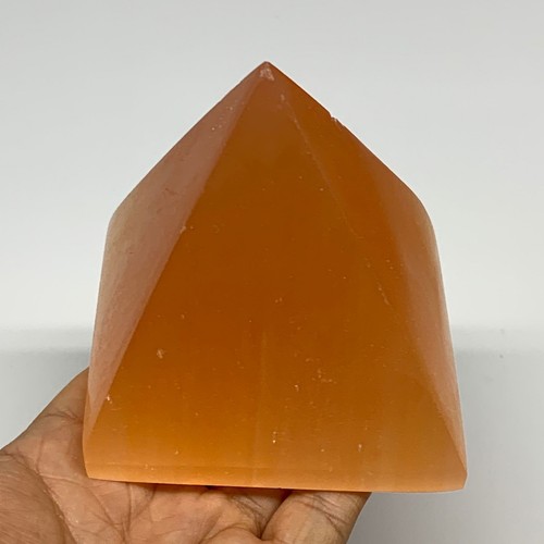 548g, 3.5"x3.2" Orange Selenite/Satin Spar Pyramid Crystal @Morocco, B24193 - Picture 3 of 11