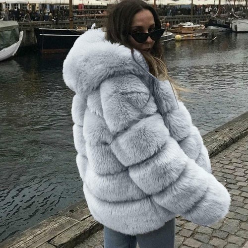 Faux Fox Fur Coat Jacket 
