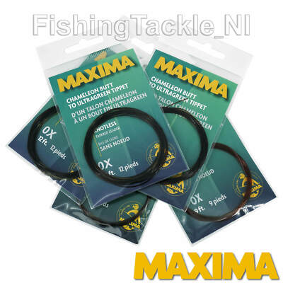 Maxima Knotless Tapered Leaders Chameleon Butt to Ultragreen Tip 9ft 12ft Leader