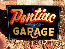 Vintage PONTIAC Chevy Garage Hand Painted HOT RAT ROD SHOP Car SIGN Pinstriped