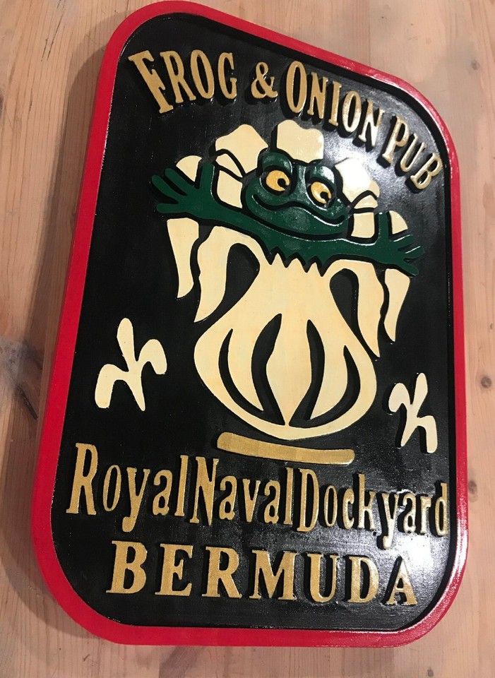 Key West Frog and Onion Pub 3D routed Beach wood pub Tiki Bar Custom