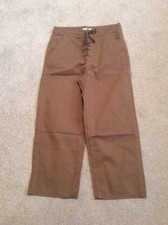 BNWT LADIES TAN NEXT WIDE LEG LACE UP FRONT TENCEL CROP TROUSERS SIZE 10T